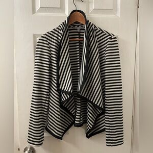 NY Collection Black and White Striped Blazer